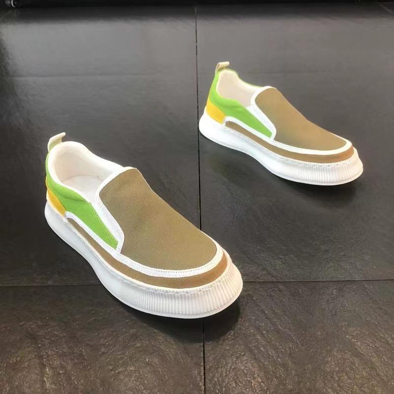 

Men s Slip-On Platform Sneakers Thick Sole Casual Shoes with Contrast Trim 44 хакі