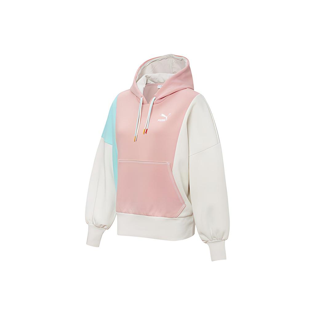 Puma American Retro Color Block Hooded Casual Sports Sweatshirt Women Sweatshirt Newlywed-Pink 532184-14