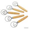 Oak Handle Danish Dough Whisk & Flour Sifter with Stainless Steel Coil Egg Beater