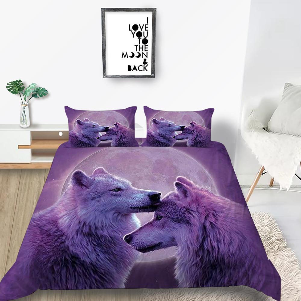 3D Bedding Set New Bedspread 3D Animal Wolf Beast Family Bedroom Single Bed Double Bed Full Size Quilt and Pillowcase Microfiber
