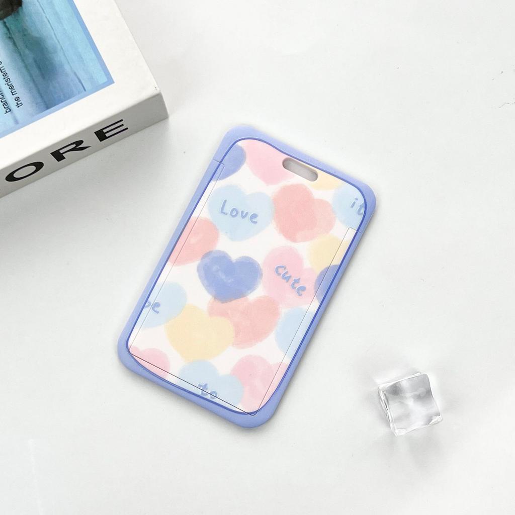 Ins Student Id Card Holder with Lanyard Slide Cover Transparent ABS School Card Cover Game Cards IC Card Protective Cover
