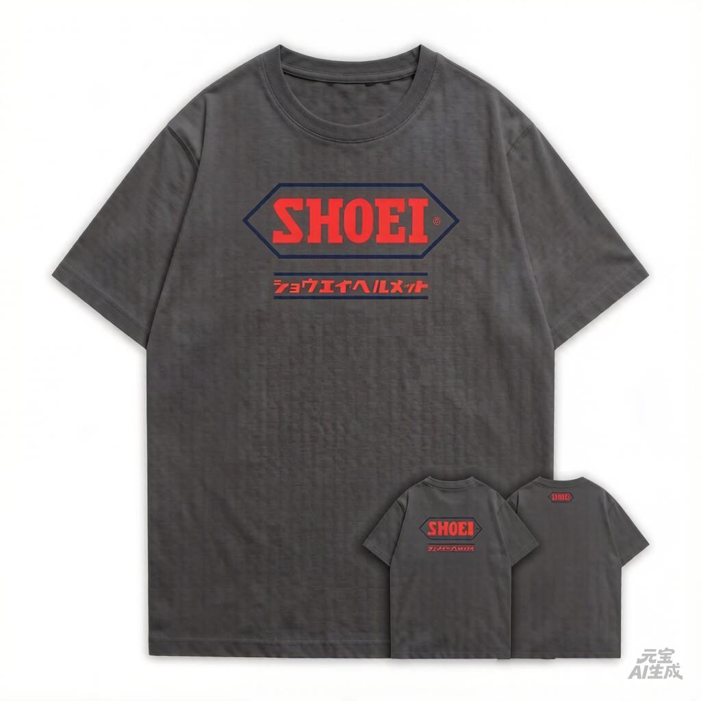 Schwarzes Rundhals-Kurzarm-T-Shirt Japanischer Klassiker Marquis Sommerstil Motorrad-Rennhelm passendes T-Shirt
