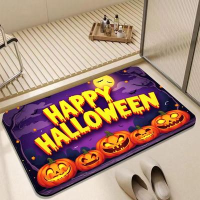 Cartoon Halloween Vampire Foyer Mat, Diatom Mud Anti-slip Pumpkin Head Decoration Home Decoration Carpet