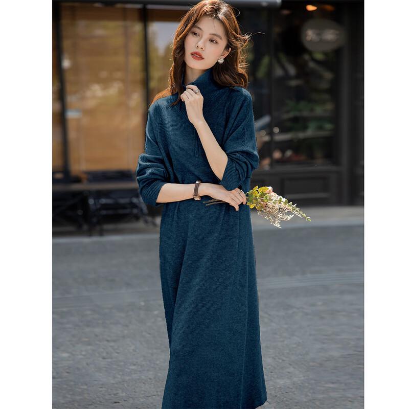 Mokaana Women's Elegant Lapel Knitted Mid-Length Dress