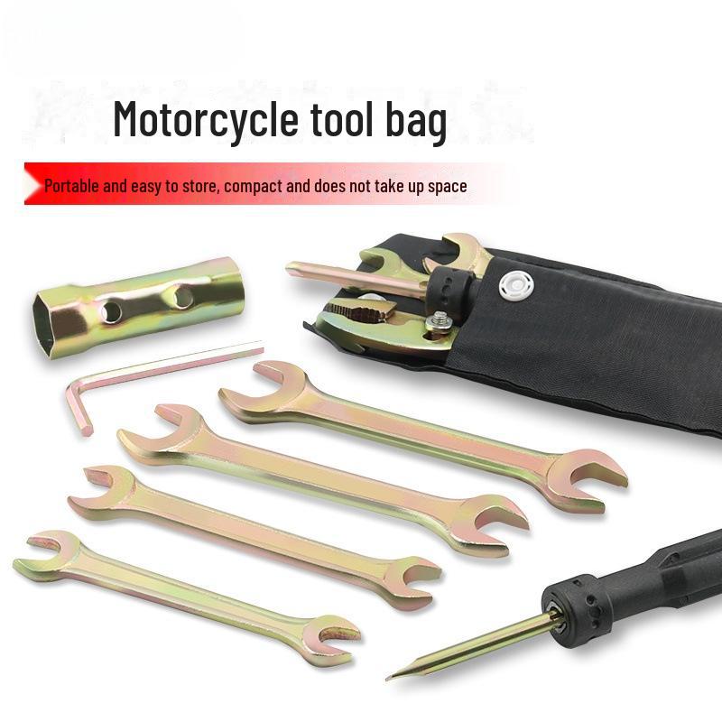 Motorcycle Tools Set: Pliers, Wrench, Spark Plug Socket, Screwdriver
