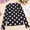 Nazada Spicy Girl Mesh Polka Dot Long Sleeve Top - Sexy See-through Half-High Neck for Early Autumn