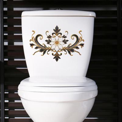 Autocolant de toaletă cu flori în relief de epocă, detașabil, autoadeziv, impermeabil, din PVC, artă de perete pentru sufragerie, baie, capac de toaletă, autocolant decorativ