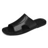 Fashion Men's Leather Slippers Soft Sole Comfortable House Slides Indoor Outdoor Moccasin Slippers for Men Walking Shoes Anti-Slip Flats