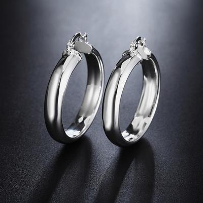Versilberte Ohrringe, rund, glatt, für Damen, S925 Silber, Ohrringe, charmanter Schmuck