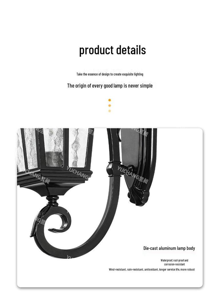 European Antique Solar Outdoor Wall Light, Waterproof for Balcony, Villa, Patio, Gate, and Courtyard