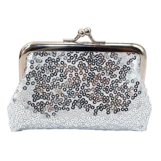 Women Coin Purse, with Metal Hinge And Kiss-lock Design, Lightweight Portable Mini Wallet, with Sequined Glitter Vintage Pouch for Coins Cards