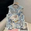 Sleeveless Cardigan Women Vest Chinese Style O-neck Loose Waistcoat Heavy Embroidery Vintage Summer Tanks