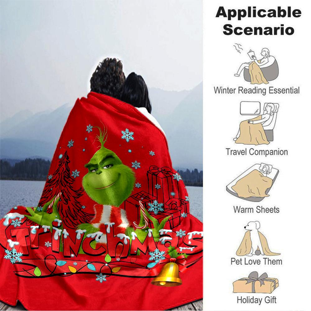 Grinchmas Christmas Parody Blanket Soft Throw Blanket For Home Bedroom Bed Sofa Travel Office Solid Christmas Blanket