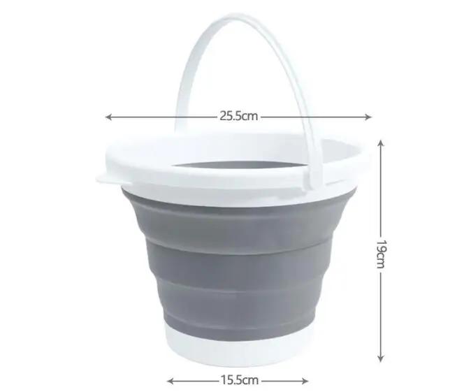 

Portable 5L Collapsible Plastic Bucket for Camping and Travel Household 5L Folding Bucket for Car Washing and Cleaning Outdoor F серый белый