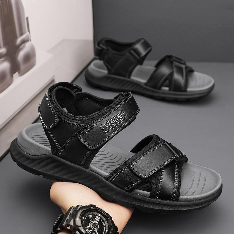 Fashion Summer men sandals outdoor Leisure Chunky Bottom Sewing Breathable Hollow Slip-On Genuine Leather Men Business Sandals men