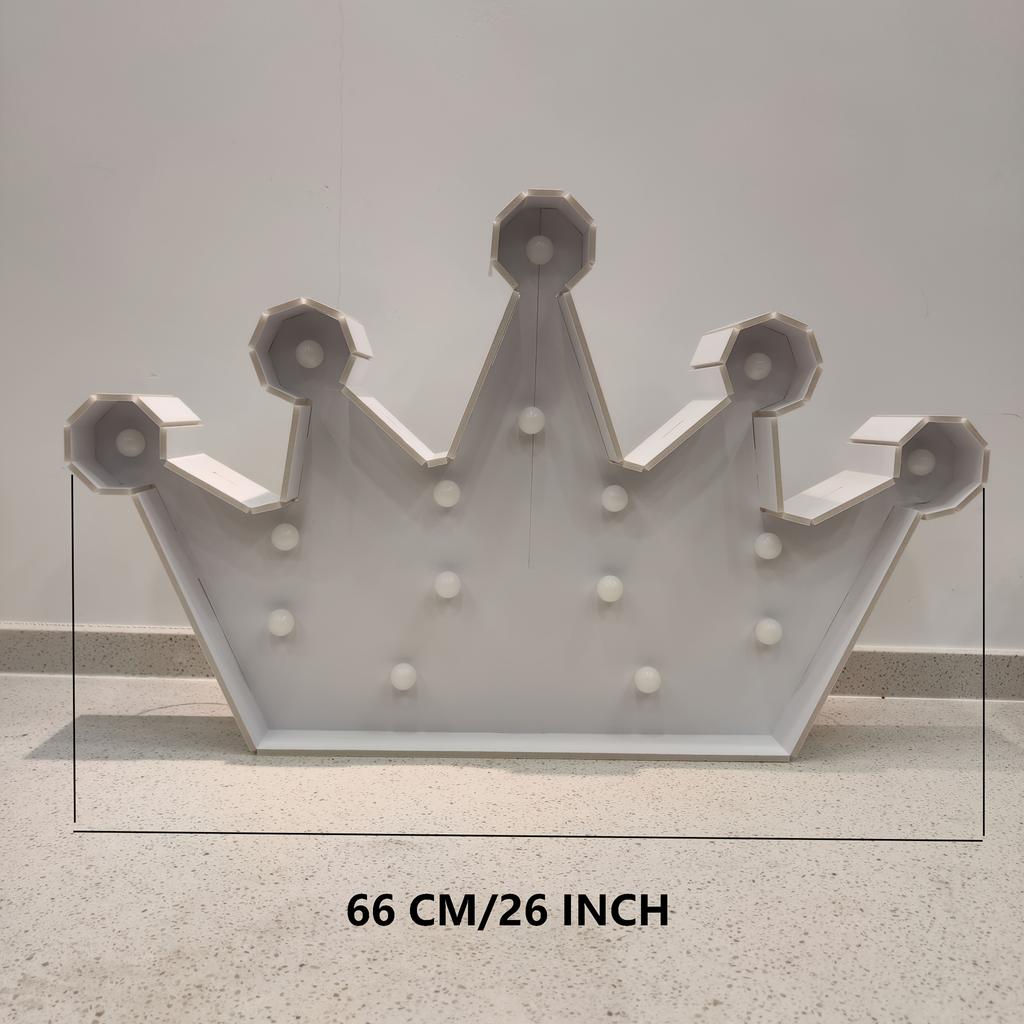 1PC 66cm 3D Crown Foam Board with White/Warm Lights Digital Lighting Model Suitable for Birthday Parties, Anniversary Decorations Kids Gift