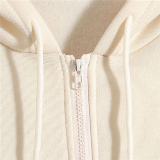 Men Hoodie Coat Solid Color Zipper Long Sleeves Cardigan Pockets Keep Warm Drawstring Hooded Plush Spring Coat Male Clothes