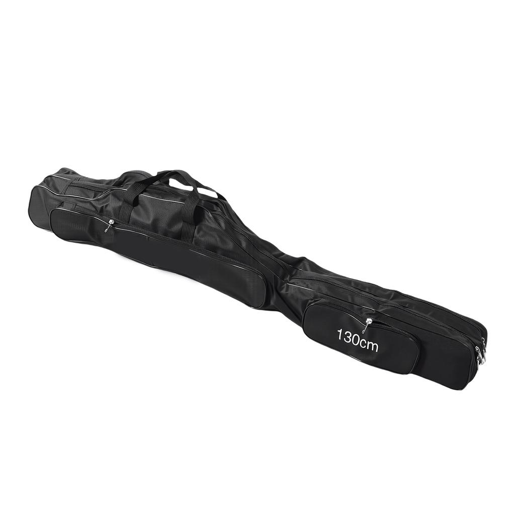 Fishing Rod Bag 420D Oxford Fabric Portable Folding Fishing Tackle Organizer Large Compartments Black 80CM
