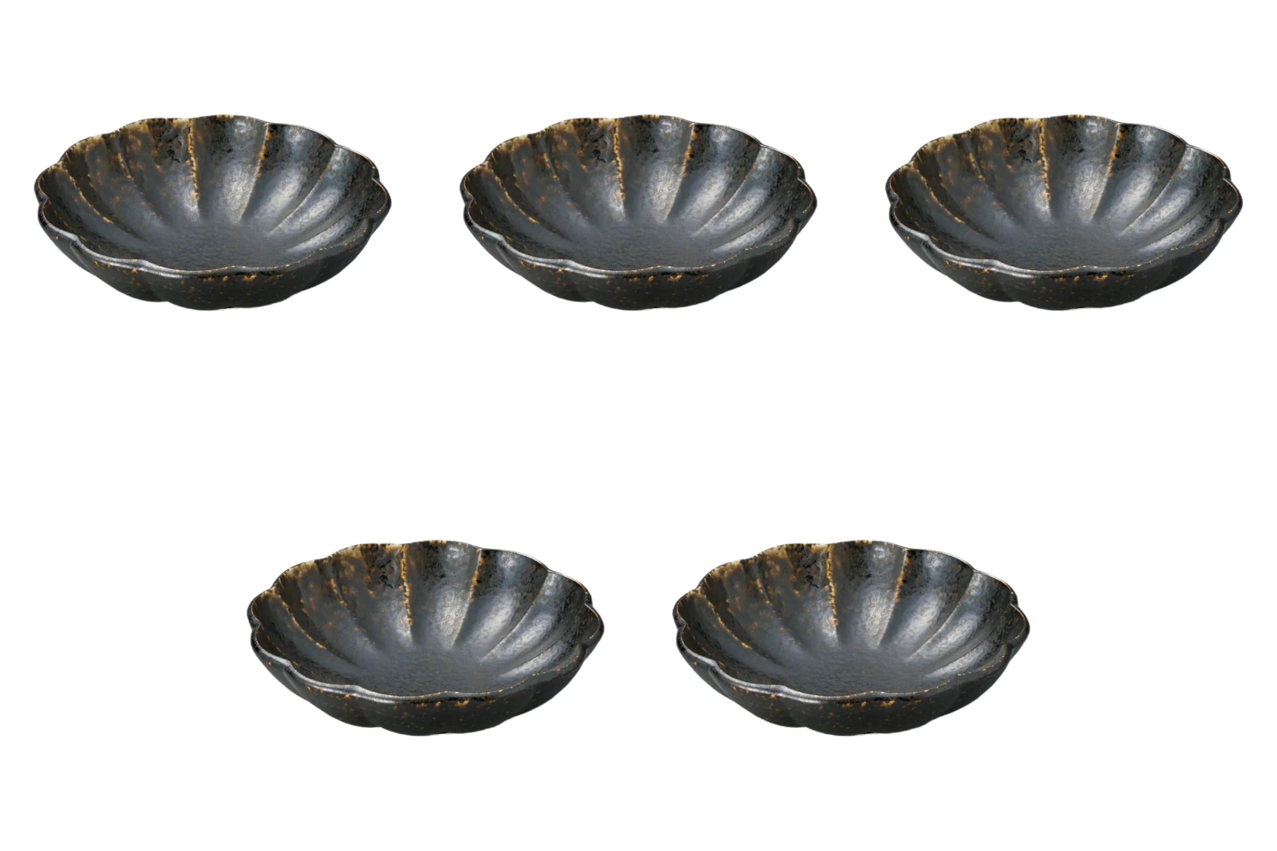 

Set of 5 Chrysanthemum Black Medium Bowls x Medium Bowls by Setomonohonpo [18 4.8cm]