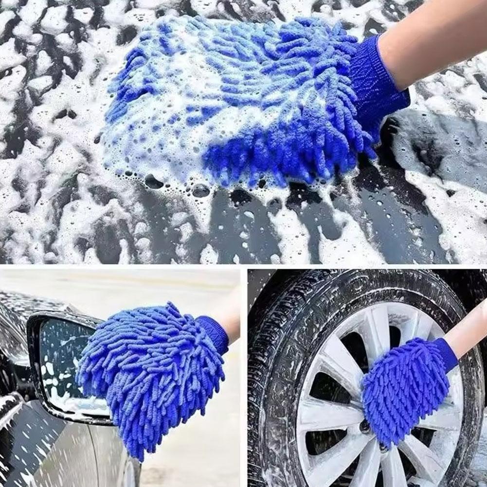 Chenille Car Washing Gloves Microfiber Auto Cleaning Mitt for Vehicle Double-sided Washable Thickened Care Cleaning Gloves