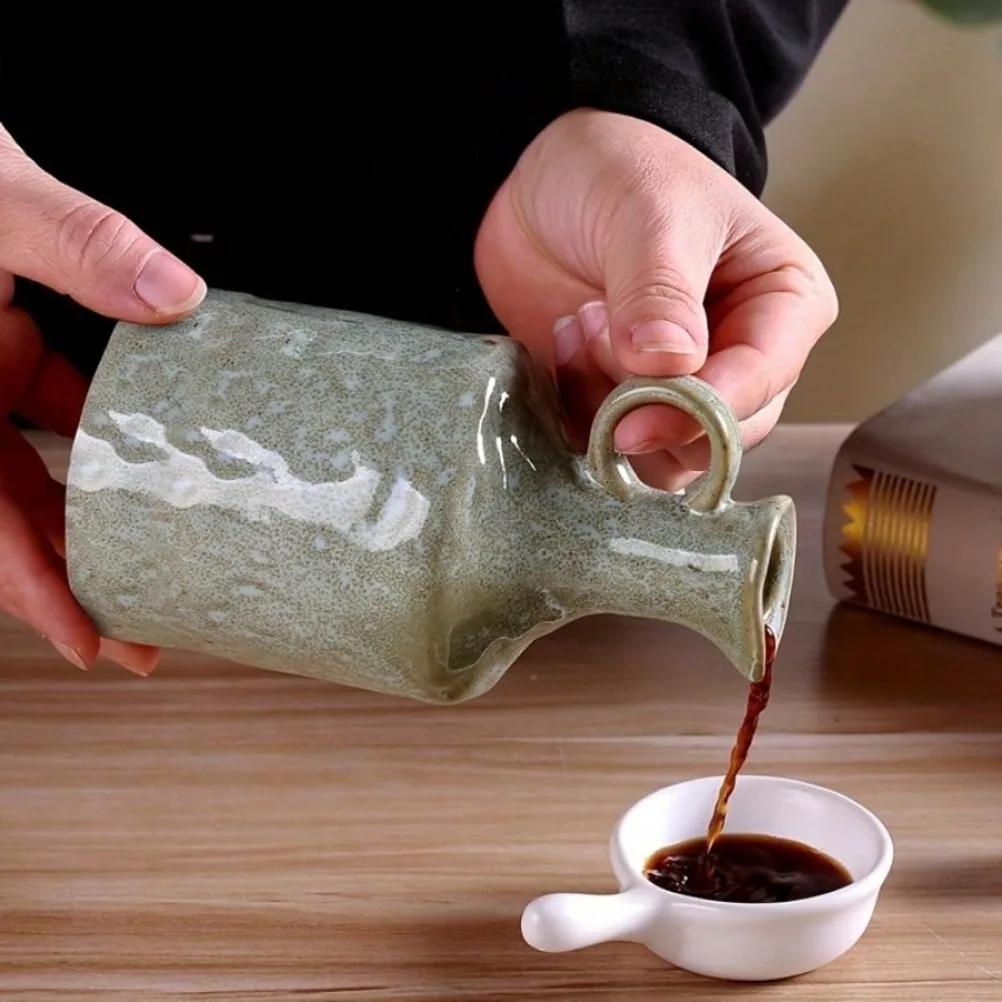 Handmade 400ml Ceramic Oil Bottle Kitchen Seasoning Storage Jar Creative Household Soy Sauce Pot Vinegar Pot Kitchen Accessories