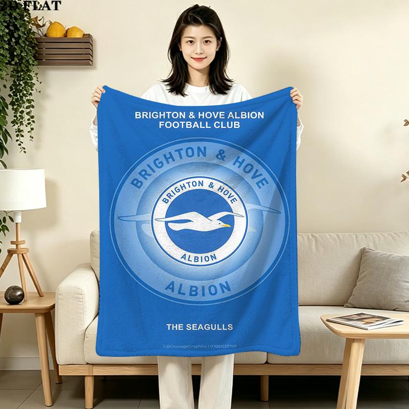 Brighton & Hove Albion FC Print Flannel Blanket High Quality Warm Comfortable Cover for All Seasons Perfect for Gifts Home Decor