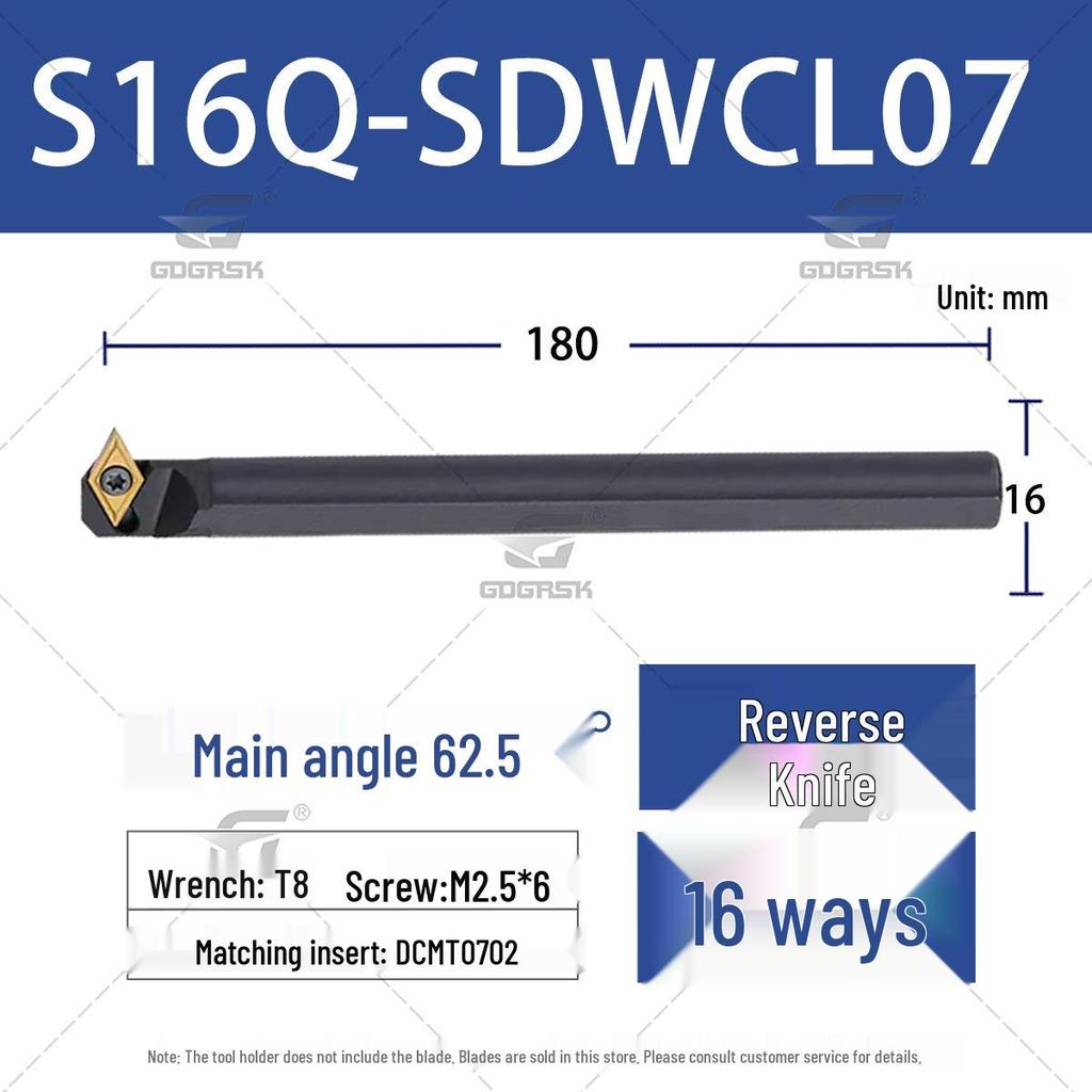 62.5° CNC Inner Hole Boring Tool Holder S08K/S10K/S12M/S16Q-SDWCR07