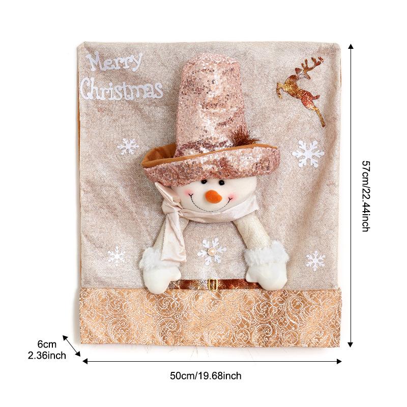 Christmas Chair Dust Cover Cute Cartoon Plush Toy Chair Back Cover Santa Claus Snowman Elk Festival Dress Up New Year Merry Xmas