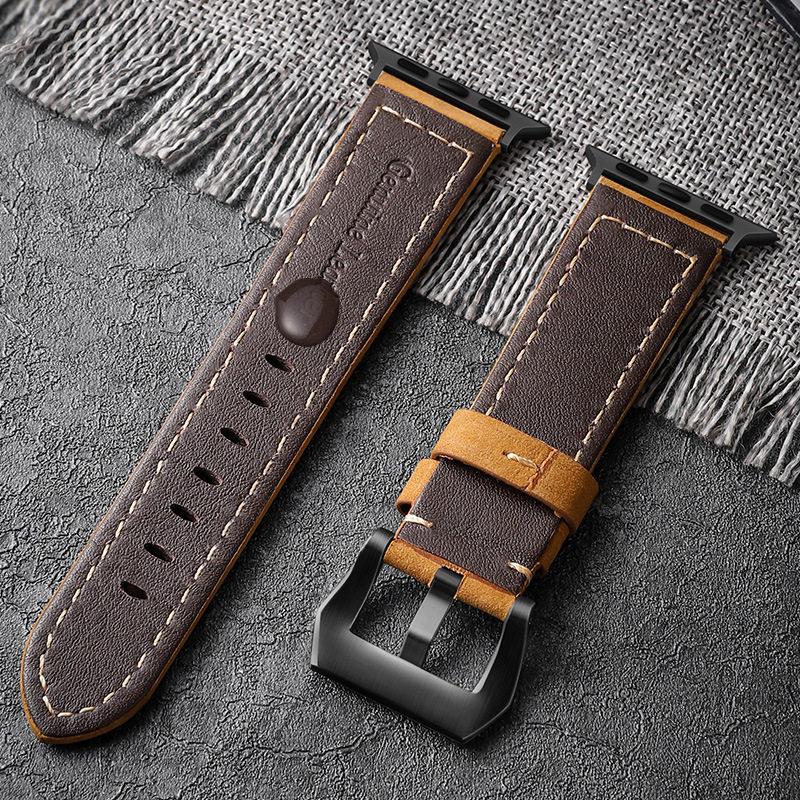 For Apple Watch Band High Quality Leather Strap Men for Series 9 7 8 6 5 SE Ultra 2 49mm 44mm 40mm Watch Bands 45mm 41mm 38 42mm
