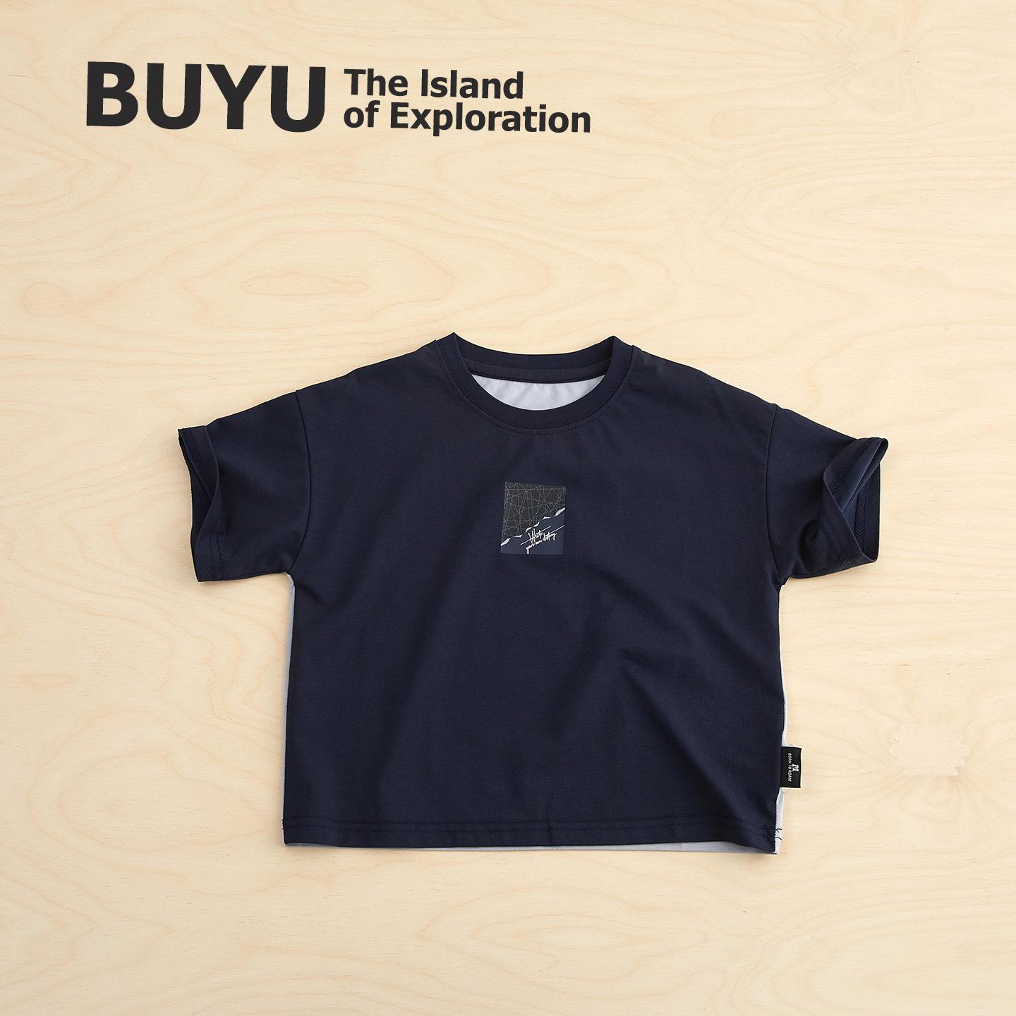 

Boys Breathable Double-Sided Color Block Short Sleeve T-Shirt - Trendy Sweat-Absorbing Cool Top, New for 2026. 90 cm