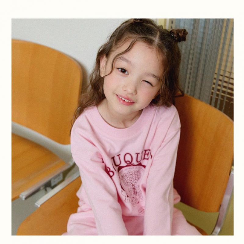  Olivan  Simple Graphic Sweatshirt Top And Bottom  Light Pink 