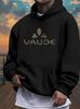 Casual Fleece-Lined Hoodie with "VAUDE" Print - Black