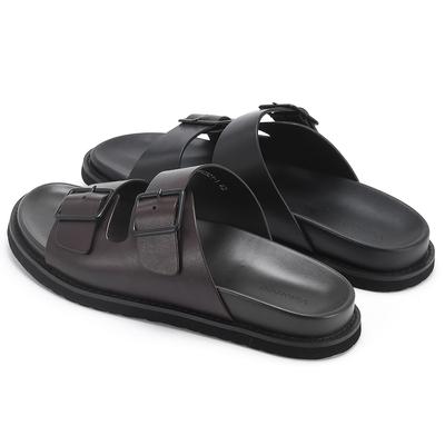 Fashion Manufacturing Production Calf Leather Men's Sandals Non-slip Custom Slides Wholesalers Online Men Slippers Casual Shoes Stock