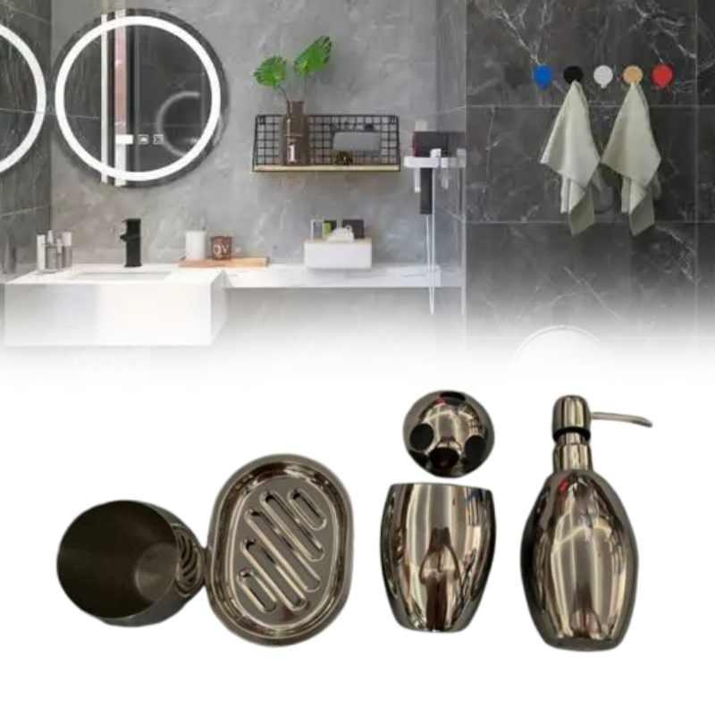Stainless Bathroom Steel Set Storage Lotion Bottle Washbasin Cup Tool Durable
