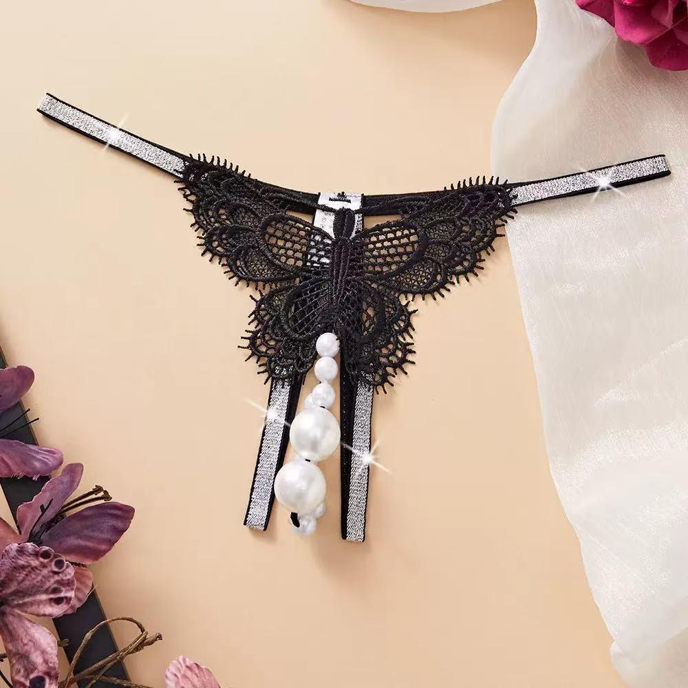 Women's Extra Large Pearl Massage Crotchless Temptation Thong