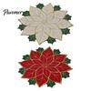 Decorative Mats for Parties Christmas Floral Leaf Placemat Dining Table, Polyester Fabric Table Seasonal Tableware Kitchen with Festive Leaves Design