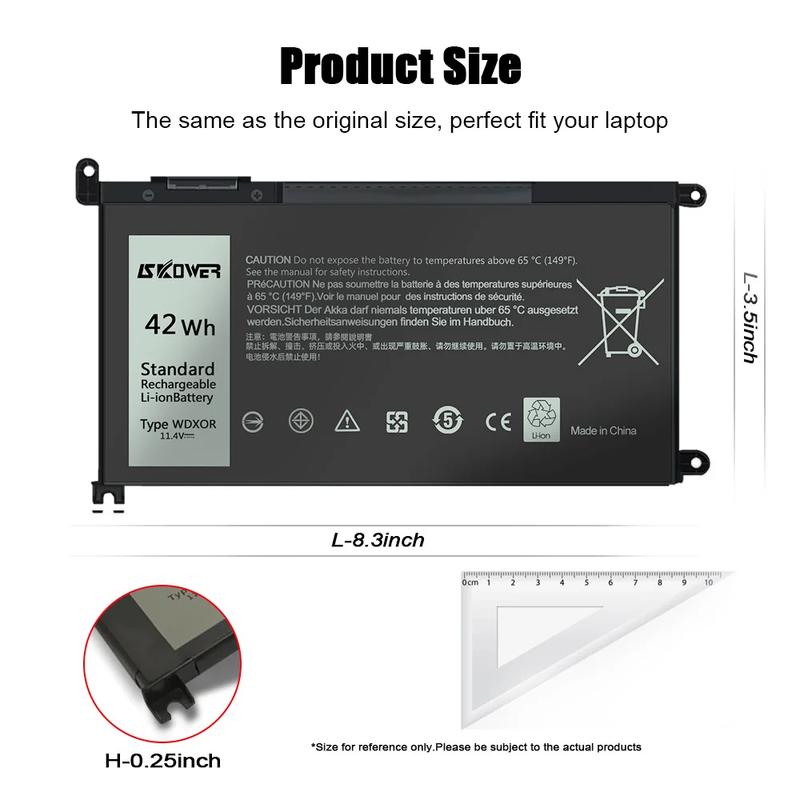 SKOWER 42Wh WDX0R Laptop Battery For Dell Vostro 5468 5471 5568 Inspiron 13 5368 5378 5379 7368 5770 7460 7472 5567 5570 5579