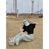 Shoulder Pure Color Basic Bottoming Shirt Ins Short Sleeve T-shirt