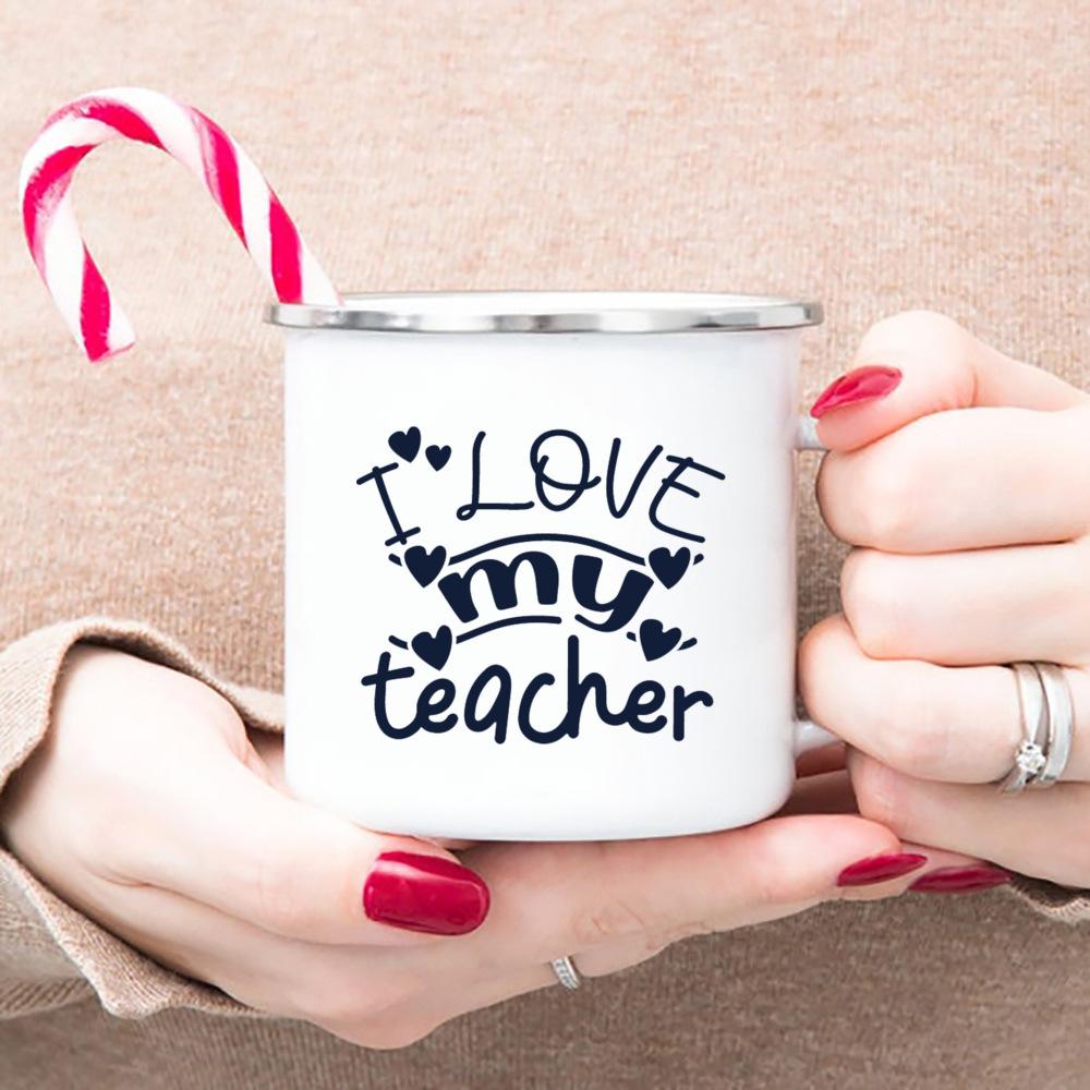 Du bist mein Lieblingslehrer Emailletasse Bestes Originelles und Lustiges Geschenk für Lehrer Weiße Tasse mit Henkel Kaffee Tee Emailletasse Wasser trinken
