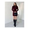 Women's Mini Corded Winter Claret Red Knitwear Dress