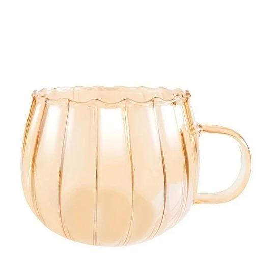 1pcs Glass Cups Vertical Stripe Water Cup 400ml/13.5oz Coffee Mugs Drinking Glasses Flowers Tea Cup Heast Resistant Drinkware
