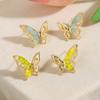 Spring Cream Butterfly Stud Earrings Premium Gilt Diamond Earrings Fairy Earrings