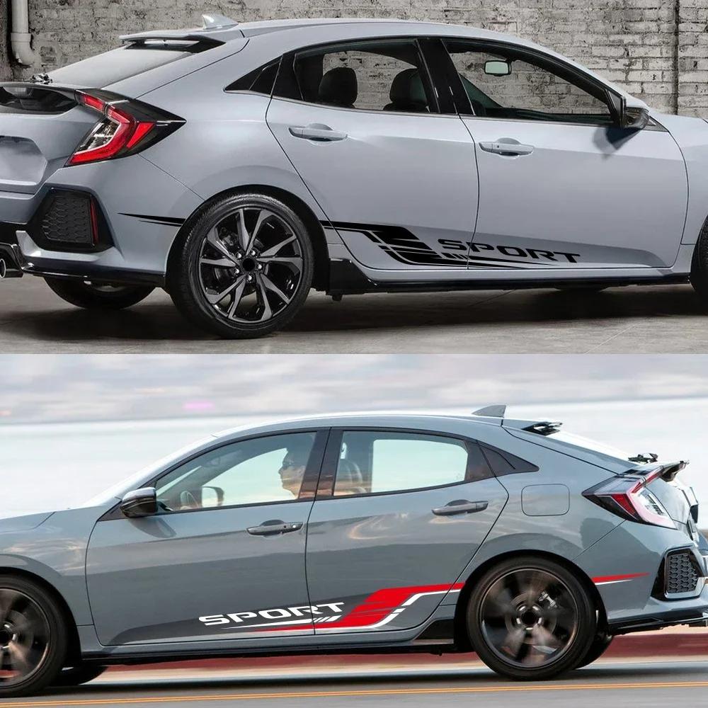 2PCS Car Door Side Stickers Waterproof Vinyl Decals Self-adhesive PVC Car Body Decoration Stickers Accessories For Honda Type-R