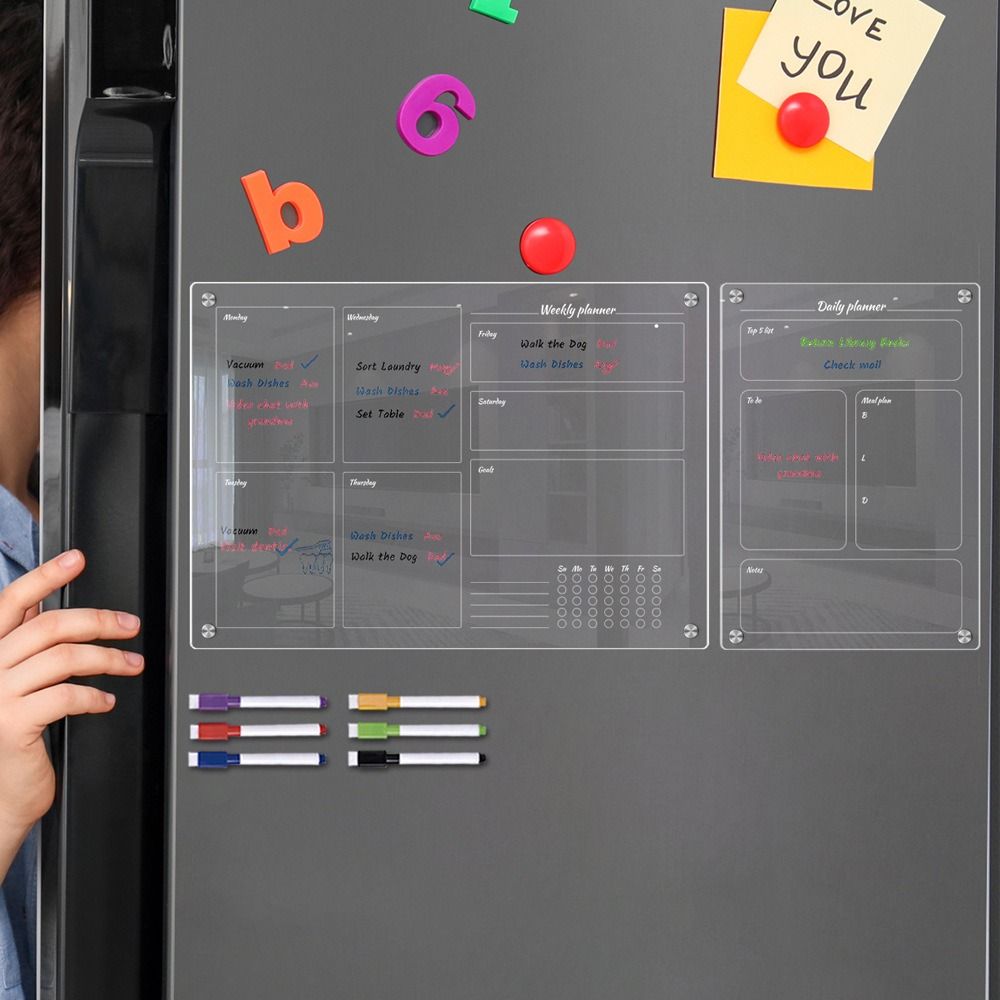 Klarer Monatskalender Memo Magnetische Planungs-Notiztafel Premium Notiz-Schwarzbrett-Set Küche