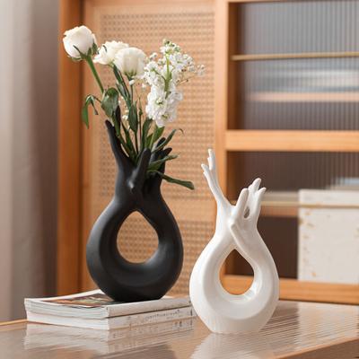 Abstracte Hand Keramische Vaas Modern Minimalistisch Body Art Handvormig Bloemen Planten Houder Container Huis Kantoor Tafelstuk Desktop Decoratie