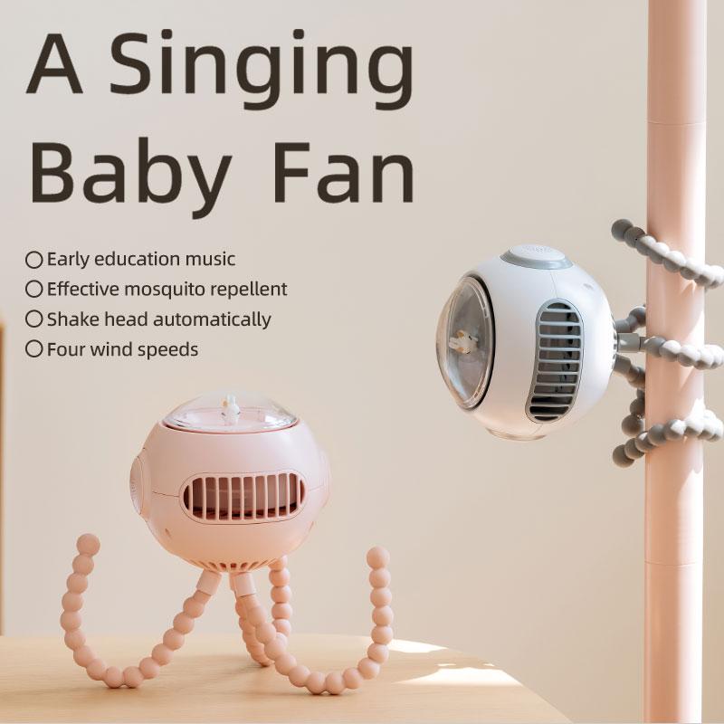 

Portable Stroller Fan For Baby 3600mAh USB Rechargeable Fan Flexible Tripod Desk Handheld Bladeless Kids Pram Cart Cooling Fan розовый