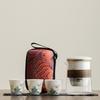 Travel tea set, simple outdoor tea making, kung fu small set, portable glass filter, one pot of three cups of express