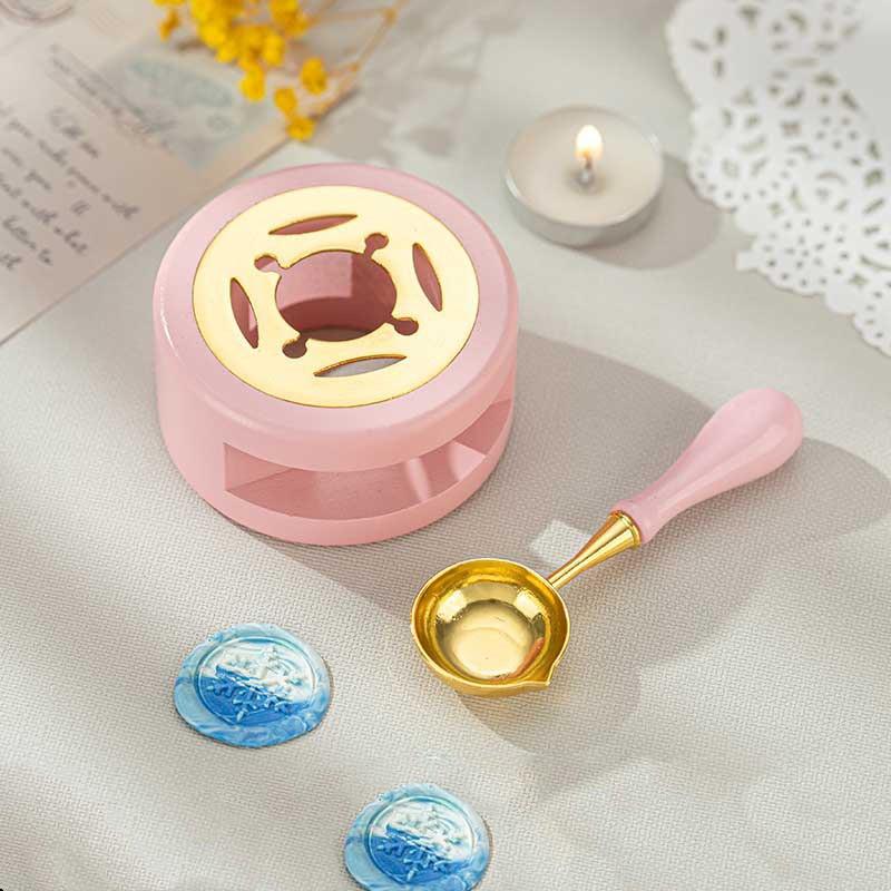 Wax Seal Stamp Set Lacquer Furnace Wax Seal Melting Spoon Rubber Wood Melting Heater Wax Bead Pot Stick Heater Craft Supplies
