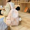 Schoolbag Korean Version Solid Color Backpack Girls Simple Large Capacity Bow Student Schoolbag Fashionable Versatile Casual Backpack