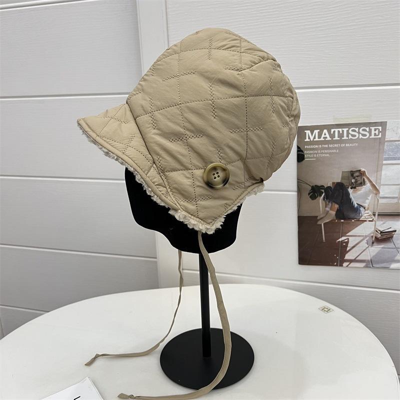 

Fleece and thicker in autumn and winter, open warm loli hat, cute little fresh student cold hat M（56-58cm） хакі